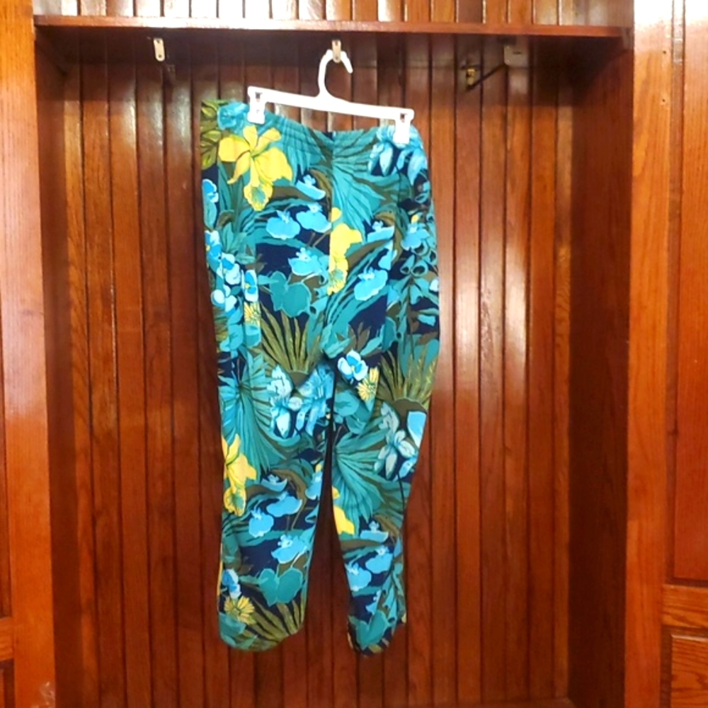 TALBOTS SIZE 2X Floral Tropical Print Pants - Picture 4 of 5